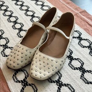 Madewell Cream Studded Mary Jane Flats